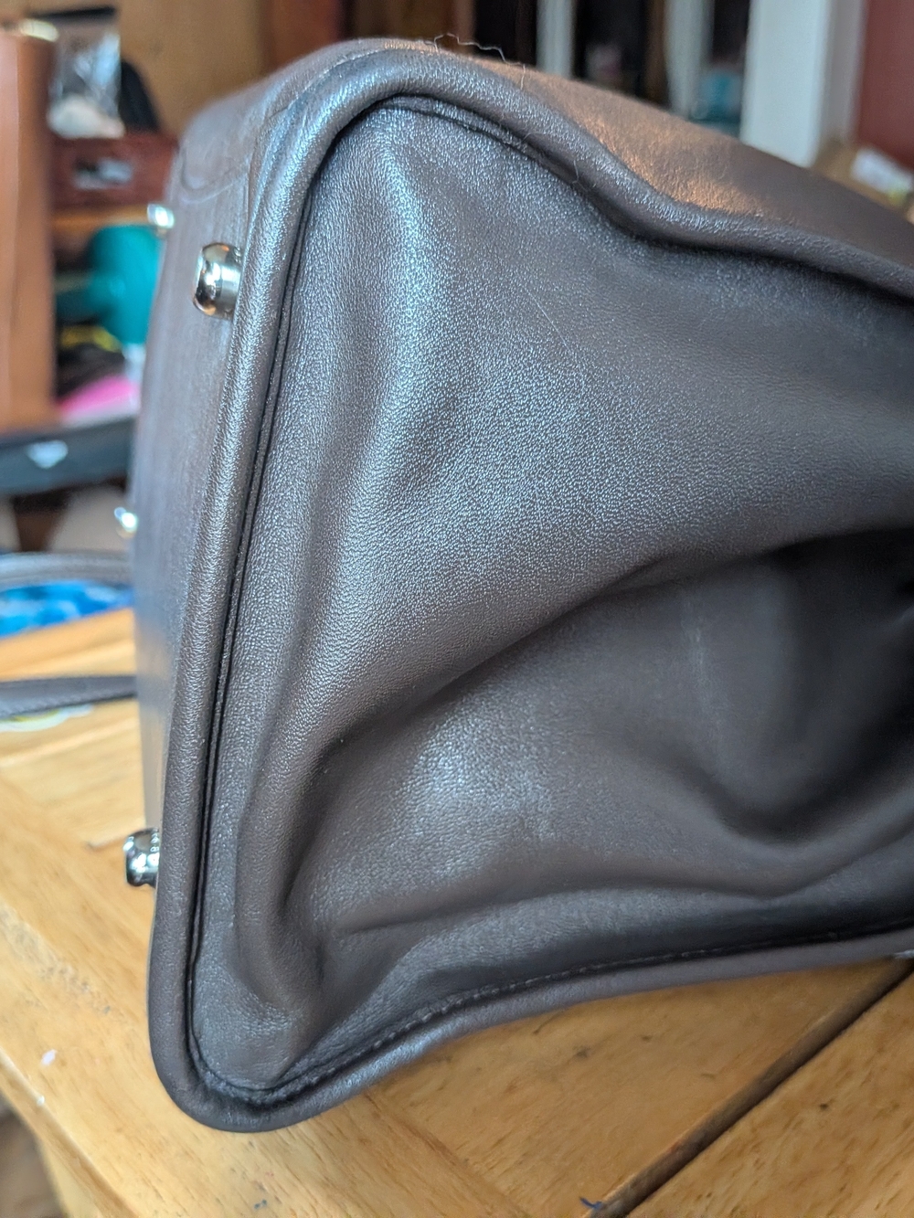 Coach Dark Brown Leather Satchel with Top Handles - Picture 6 of 15